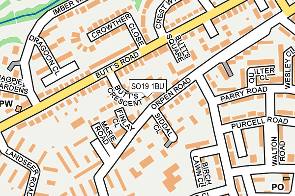 SO19 1BU map - OS OpenMap – Local (Ordnance Survey)