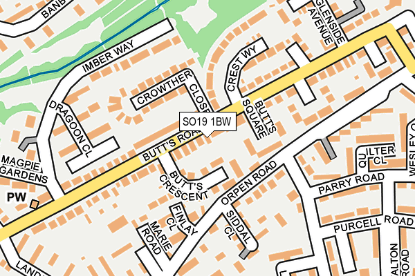 SO19 1BW map - OS OpenMap – Local (Ordnance Survey)