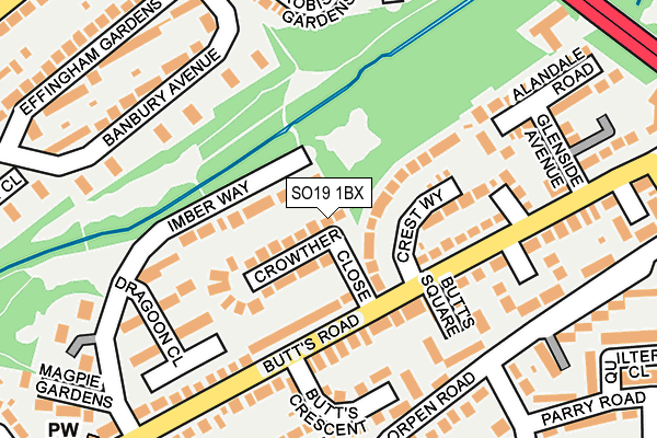 SO19 1BX map - OS OpenMap – Local (Ordnance Survey)
