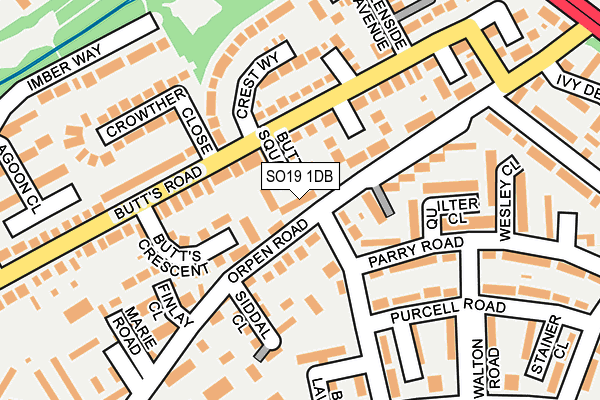 SO19 1DB map - OS OpenMap – Local (Ordnance Survey)