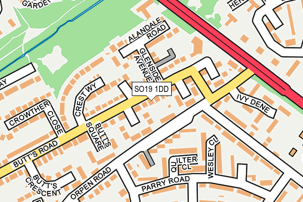 SO19 1DD map - OS OpenMap – Local (Ordnance Survey)
