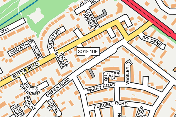 SO19 1DE map - OS OpenMap – Local (Ordnance Survey)