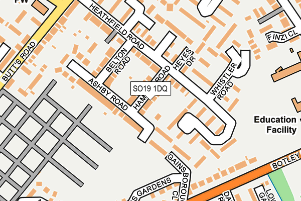 SO19 1DQ map - OS OpenMap – Local (Ordnance Survey)