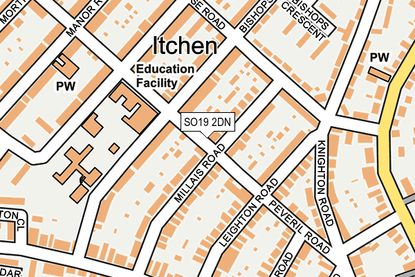 SO19 2DN map - OS OpenMap – Local (Ordnance Survey)