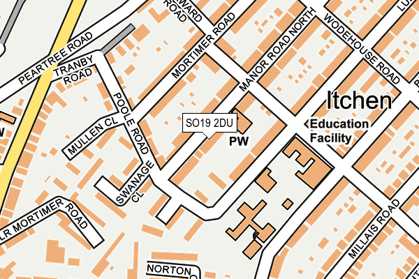 SO19 2DU map - OS OpenMap – Local (Ordnance Survey)