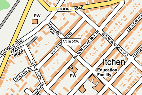 SO19 2DW map - OS OpenMap – Local (Ordnance Survey)