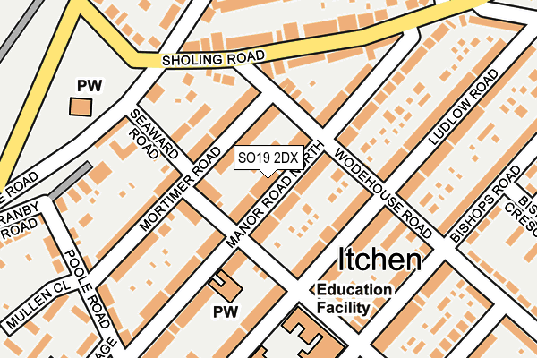 SO19 2DX map - OS OpenMap – Local (Ordnance Survey)