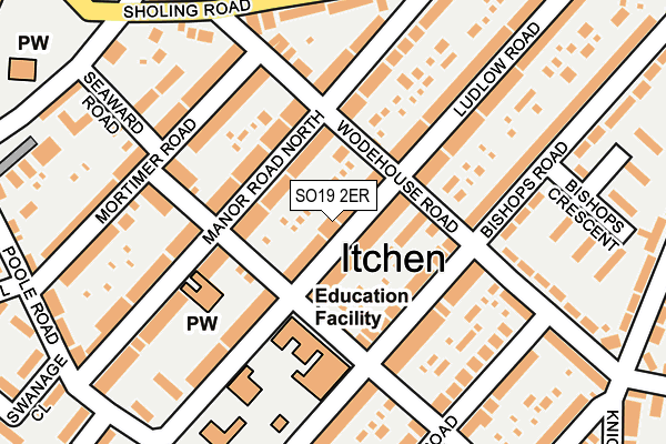 SO19 2ER map - OS OpenMap – Local (Ordnance Survey)