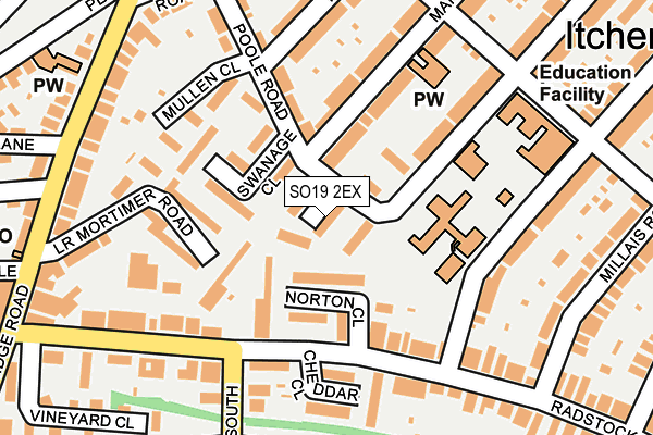 SO19 2EX map - OS OpenMap – Local (Ordnance Survey)