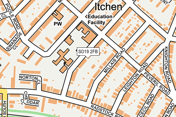 SO19 2FB map - OS OpenMap – Local (Ordnance Survey)