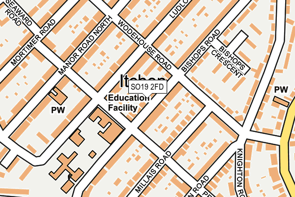 SO19 2FD map - OS OpenMap – Local (Ordnance Survey)