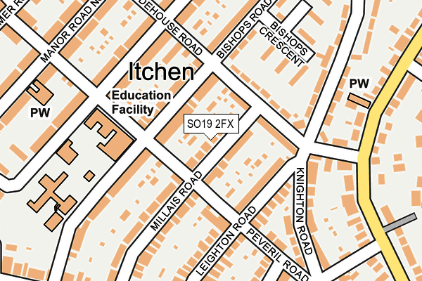 SO19 2FX map - OS OpenMap – Local (Ordnance Survey)