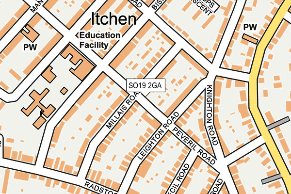 SO19 2GA map - OS OpenMap – Local (Ordnance Survey)