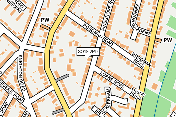 SO19 2PD map - OS OpenMap – Local (Ordnance Survey)