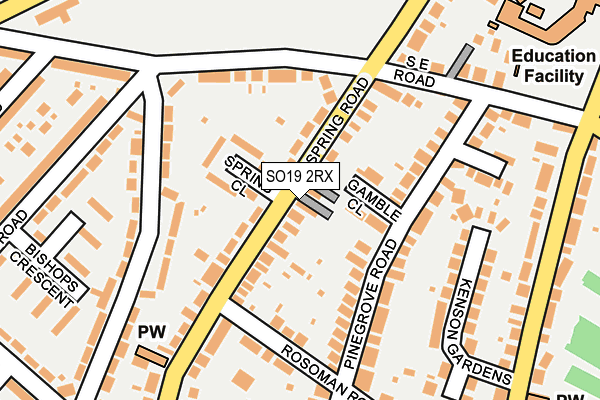 SO19 2RX map - OS OpenMap – Local (Ordnance Survey)