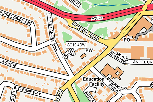 SO19 4DW map - OS OpenMap – Local (Ordnance Survey)