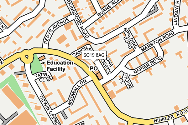 SO19 6AG map - OS OpenMap – Local (Ordnance Survey)