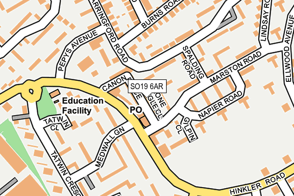 SO19 6AR map - OS OpenMap – Local (Ordnance Survey)