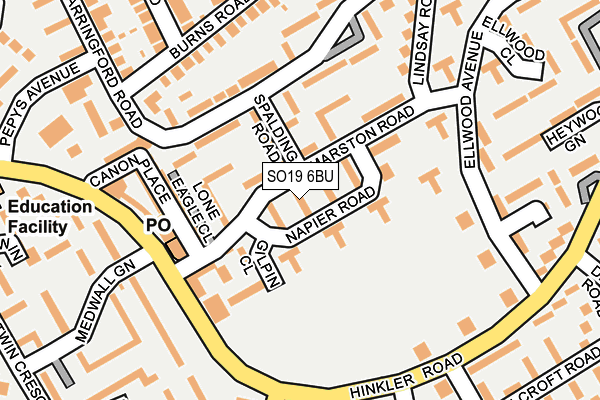 SO19 6BU map - OS OpenMap – Local (Ordnance Survey)