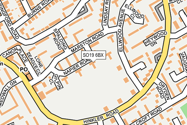 SO19 6BX map - OS OpenMap – Local (Ordnance Survey)