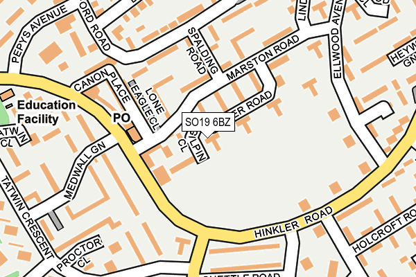 SO19 6BZ map - OS OpenMap – Local (Ordnance Survey)