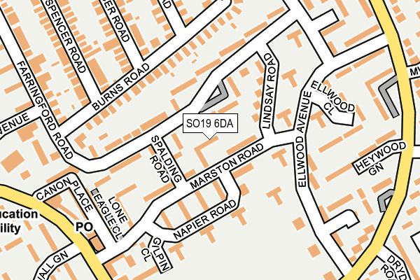 SO19 6DA map - OS OpenMap – Local (Ordnance Survey)