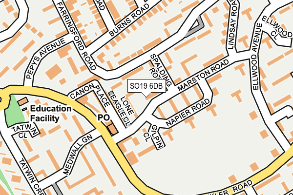 SO19 6DB map - OS OpenMap – Local (Ordnance Survey)