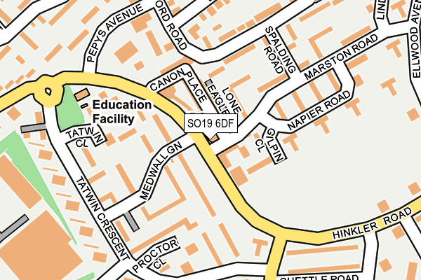 SO19 6DF map - OS OpenMap – Local (Ordnance Survey)