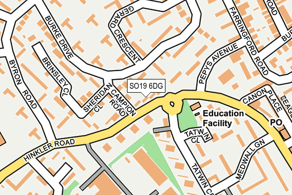 SO19 6DG map - OS OpenMap – Local (Ordnance Survey)