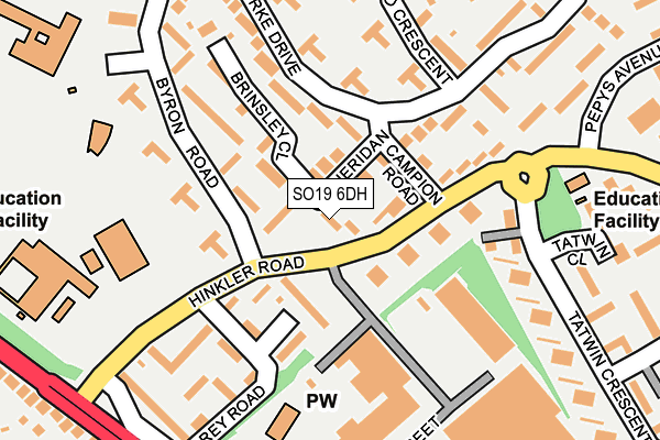 SO19 6DH map - OS OpenMap – Local (Ordnance Survey)