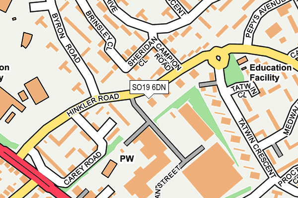 SO19 6DN map - OS OpenMap – Local (Ordnance Survey)