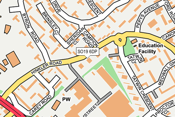 SO19 6DP map - OS OpenMap – Local (Ordnance Survey)