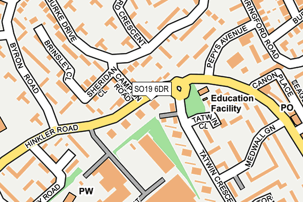SO19 6DR map - OS OpenMap – Local (Ordnance Survey)