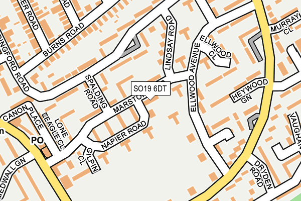 SO19 6DT map - OS OpenMap – Local (Ordnance Survey)