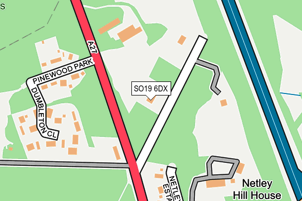 SO19 6DX map - OS OpenMap – Local (Ordnance Survey)