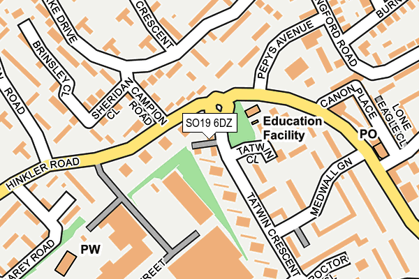 SO19 6DZ map - OS OpenMap – Local (Ordnance Survey)