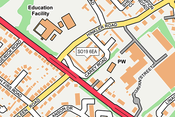 SO19 6EA map - OS OpenMap – Local (Ordnance Survey)