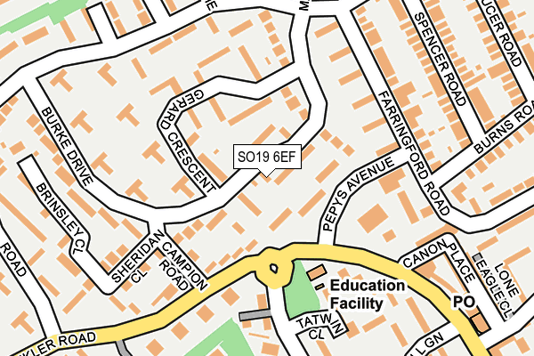 SO19 6EF map - OS OpenMap – Local (Ordnance Survey)