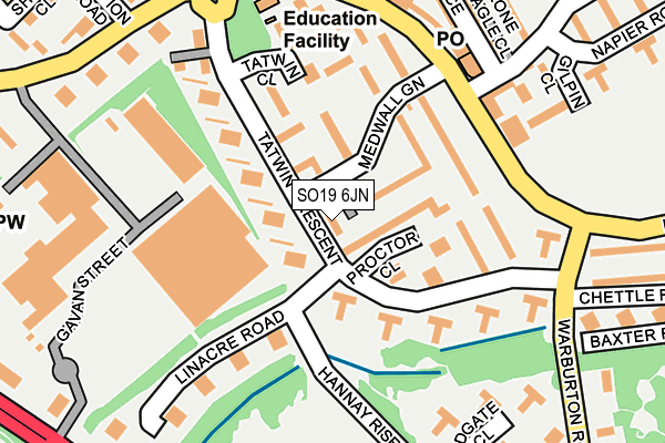 SO19 6JN map - OS OpenMap – Local (Ordnance Survey)