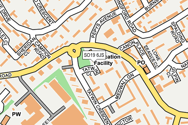 SO19 6JS map - OS OpenMap – Local (Ordnance Survey)