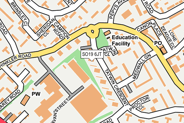 SO19 6JT map - OS OpenMap – Local (Ordnance Survey)