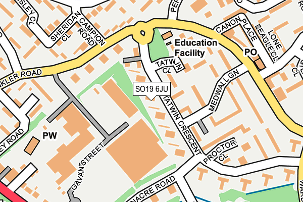 SO19 6JU map - OS OpenMap – Local (Ordnance Survey)