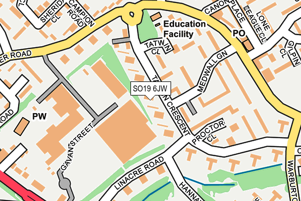 SO19 6JW map - OS OpenMap – Local (Ordnance Survey)