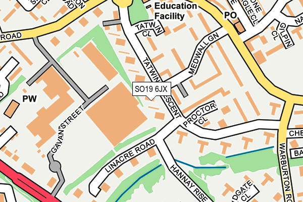 SO19 6JX map - OS OpenMap – Local (Ordnance Survey)