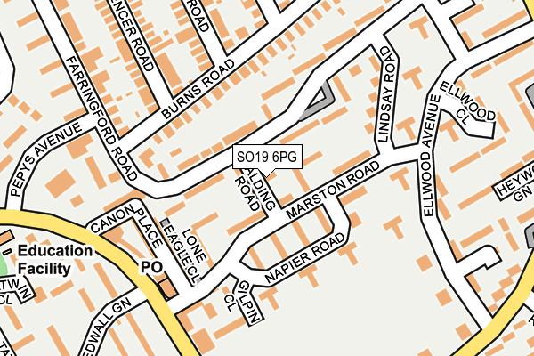 SO19 6PG map - OS OpenMap – Local (Ordnance Survey)