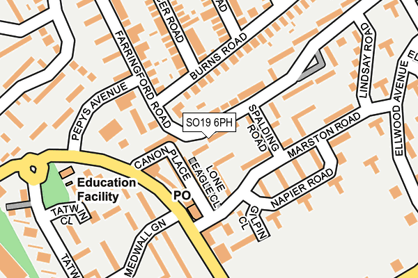 SO19 6PH map - OS OpenMap – Local (Ordnance Survey)