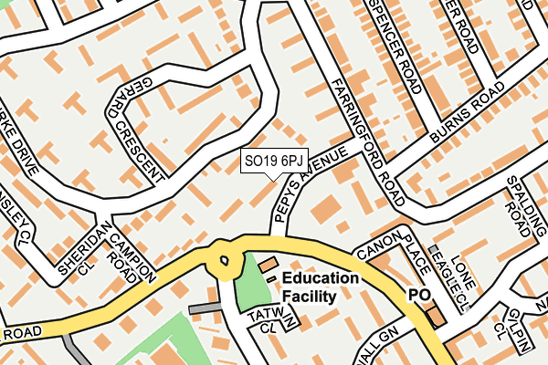 SO19 6PJ map - OS OpenMap – Local (Ordnance Survey)