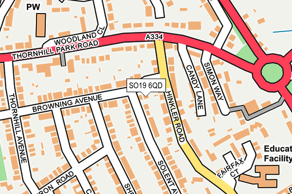 SO19 6QD map - OS OpenMap – Local (Ordnance Survey)