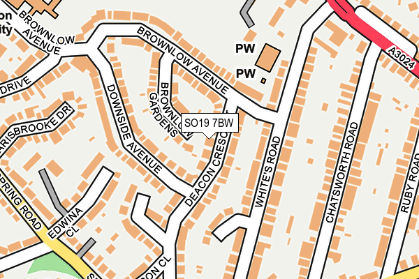 SO19 7BW map - OS OpenMap – Local (Ordnance Survey)