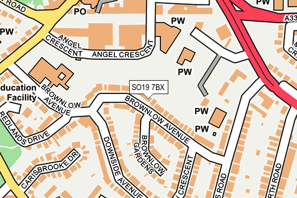 SO19 7BX map - OS OpenMap – Local (Ordnance Survey)